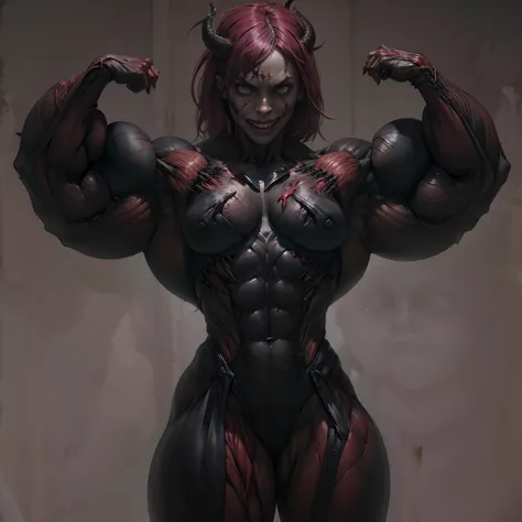 (8k, RAW photo, photorealistic:1.25), (carnage:1.5),(demoness with Large horns:1.25),(1 super muscular succubus with flayed skin:1.5), (covered in thick muscle suit:1.5), (exposed perfect anatomy:1.5), (carnage muscle anatomy:1.5),  high detail, best quali...