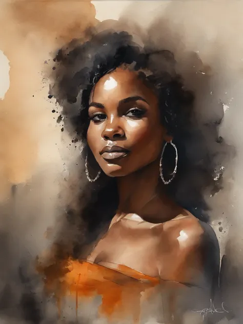 Watercolor painting of a beautiful black girl : : Trending on Artstation: : Simple composition creates a sense of order and harmony. The painting reflects the spiritual qualities of the natural world. --up light --ar 9:16