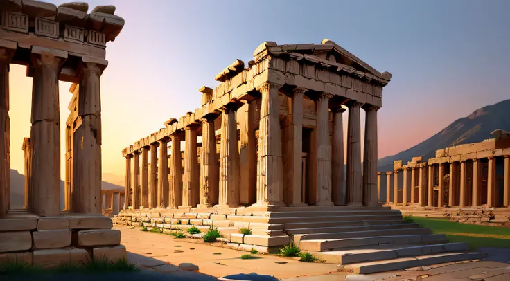 Ancient Greek Buildings Dusk