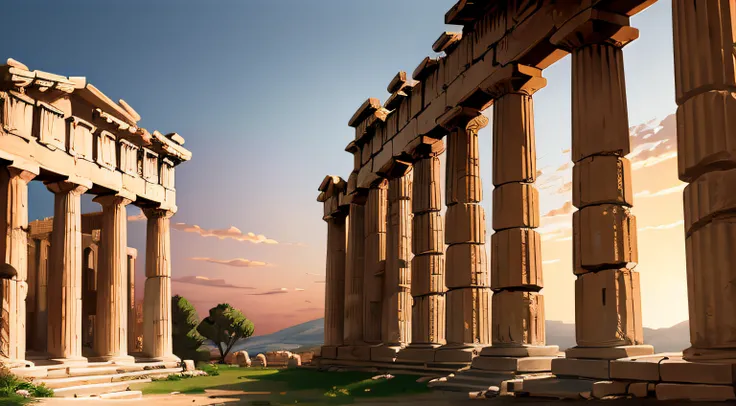 Ancient Greek Buildings Dusk