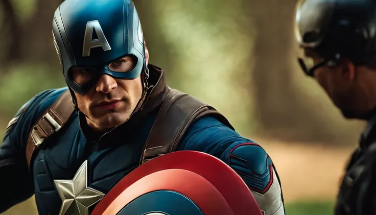 Captain America in motorcycle helmet