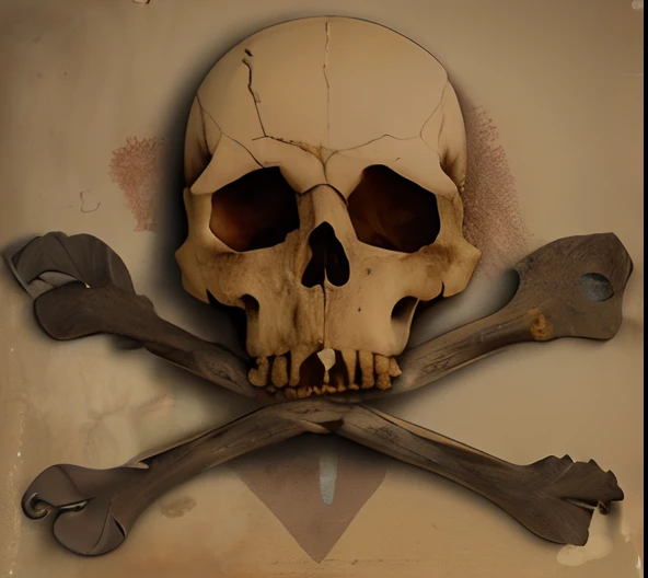 A closeup of a skull and crossbones on a white background, skull and bones, skull and crossbones, Piratas, pirata, skull bones, roupas piratas, logotipo pirata, um pirata, bandeira de piratas, skull, skulls and bones, caveira, Tema pirata, SFX, ((skull)), ...