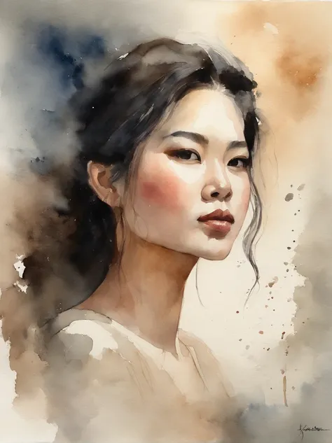 Watercolor painting of a Very Beautiful Japanese girl : : Trending on Artstation: : Simple composition creates a sense of order and harmony. The painting reflects the spiritual qualities of the natural world. --up light --ar 9:16