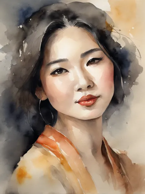 Watercolor painting of a Very Beautiful Japanese girl : : Trending on Artstation: : Simple composition creates a sense of order and harmony. The painting reflects the spiritual qualities of the natural world. --up light --ar 9:16