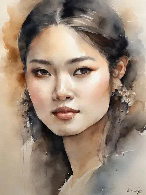 Watercolor painting of a Very Beautiful Japanese girl : : Trending on Artstation: : Simple composition creates a sense of order and harmony. The painting reflects the spiritual qualities of the natural world. --up light --ar 9:16