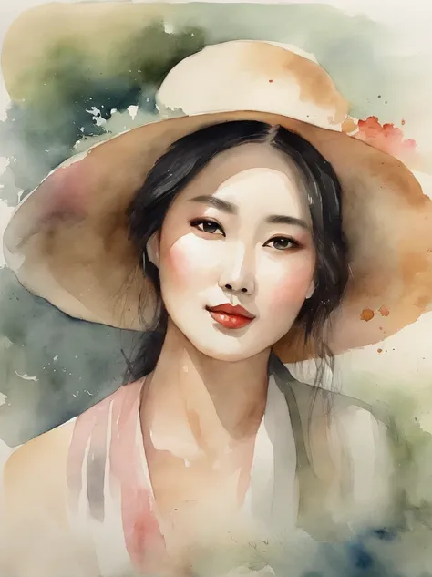 Watercolor painting of a Very Beautiful Korean girl : : Trending on Artstation: : Simple composition creates a sense of order and harmony. The painting reflects the spiritual qualities of the natural world. --up light --ar 9:16