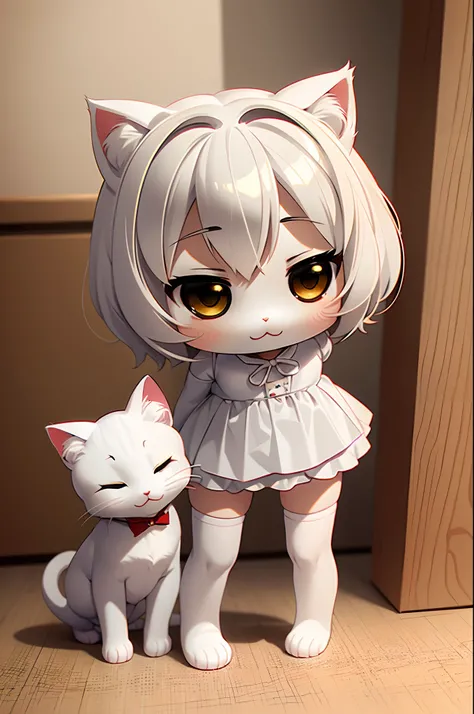 Cute white cat、Chibi Chara、Not anthropomorphic