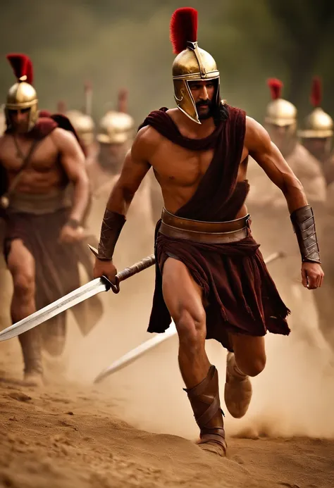 Spartan boys, fierce warriors, muscular bodies, intense gaze, training with spears, leather armors, strong legs, battle formations, ancient Greece, dusty training grounds, disciplined, determined, athletic, fearless, warrior spirit, bronze swords, spartan ...