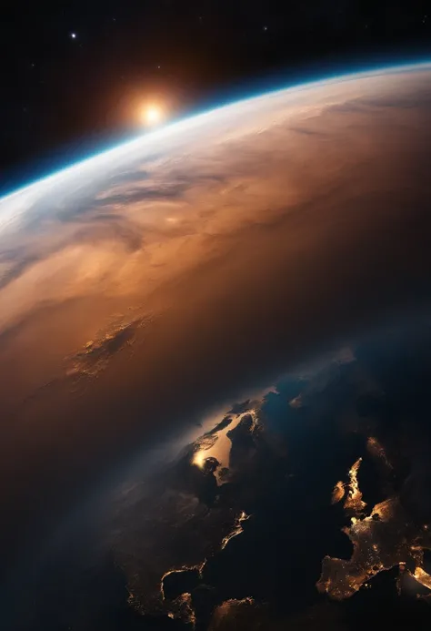 Planet Earth seen from space with several planets in the background