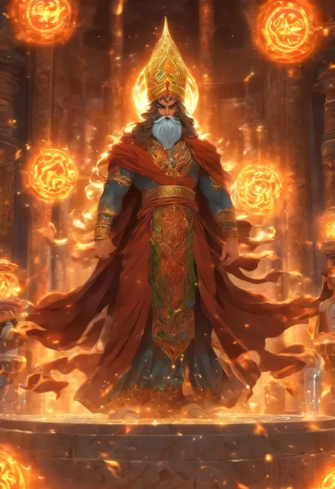 (((Persian God))) best quality, ultra-high resolution, 4K detailed CG, master piece, ANGRA MAINYU,god of destruction and darkness, Persian clothing,Persian Mythology, Iran,Persian temple,((Full Body)) Persian painting style, aesthetics, Beautiful image, de...