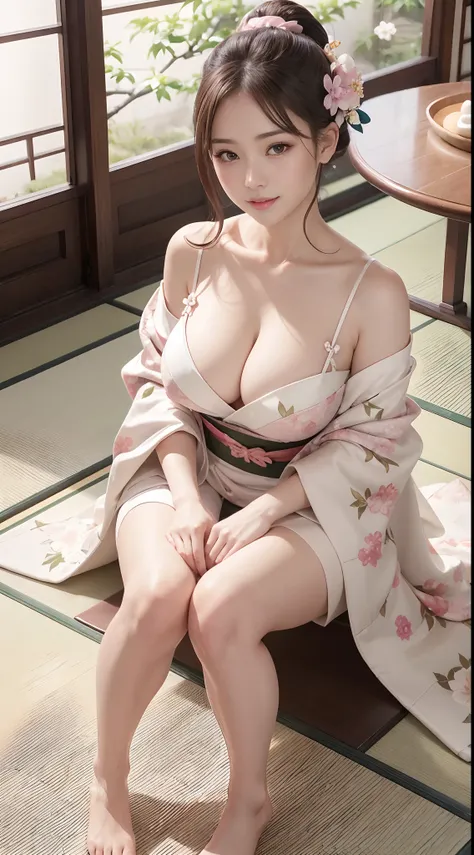 8k super-resolution、Beautuful Women、One lady、dark brown hair:1.1、hyperdetailed face、Detailed lips、significant、（Eyes are in focus）、二重まぶた、Eyes of the Princess、 beautfull Japanease woman、Beautiful Japan courtesan、You Guo、(Lying on a futon in a tatami room)、 s...