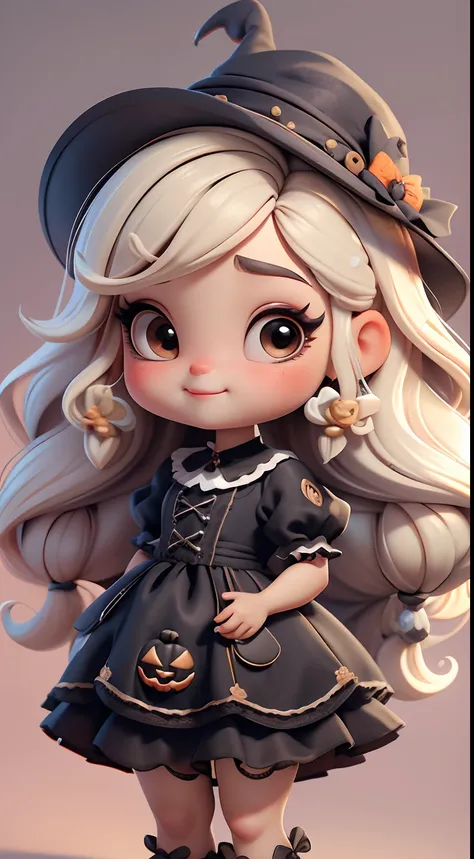 Create a series of cute dolls style chibi baby kid skin dread with a cute halloween theme, each with lots of detail and in an 8K resolution. All dolls should follow the same solid background pattern and be complete in the image, mostrando o (corpo inteiro,...