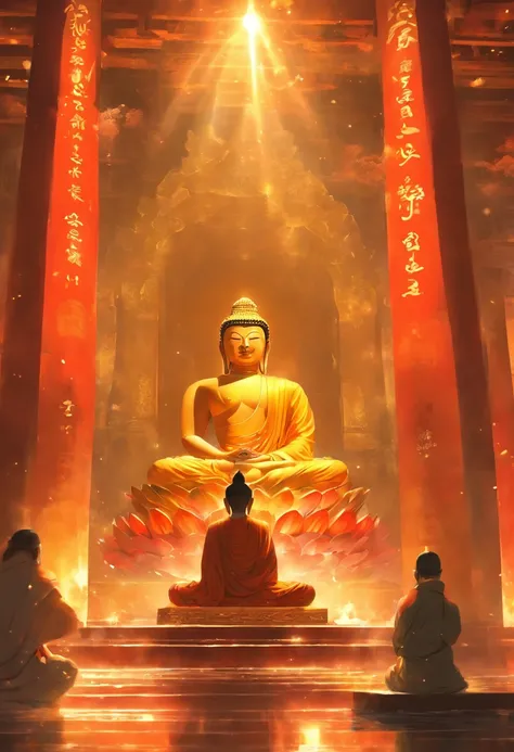 ，​masterpiece, Best Quality，8K, 超A high resolution，In a quiet stupa，Weak morning light reflection。A huge Buddha statue towering in the center of the hall，It comes to life，Every detail is meticulously carved by the artist。The Buddha image sits solemnly in t...