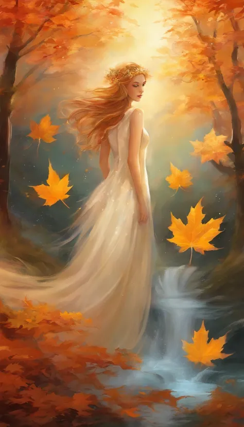 A few maple leaves，closeup cleavage，There is a little white frost on the leaves，Late autumn view，Beautiful views，Heaven and earth are pure，Autumn colors are clear，Everything was beautiful，Golden wind and water dew reflect dazzling light