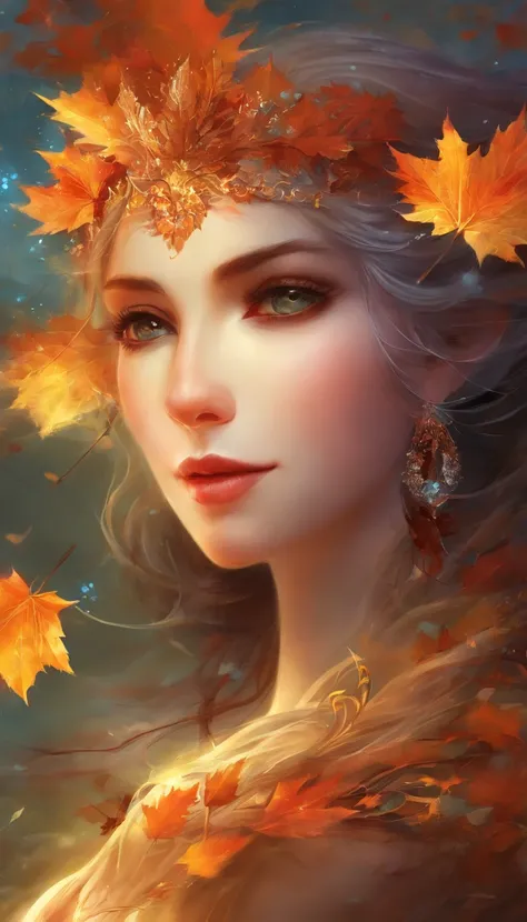 A few maple leaves，closeup cleavage，There is a little white frost on the leaves，Late autumn view，Beautiful views，Heaven and earth are pure，Autumn colors are clear，Everything was beautiful，Golden wind and water dew reflect dazzling light