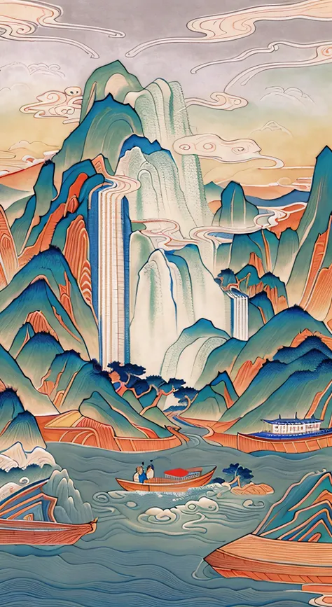 "The Coloring Page of Waterfall and Mountains with Boats in the Water"
(best quality,4k,8k,highres,masterpiece:1.2),ultra-detailed,(realistic,photorealistic,photo-realistic:1.37),line art,highly detailed line art,super fine ink line art, detailed line art,...