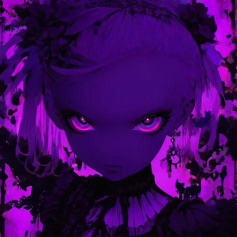 Gothic lolita with purple shaved head