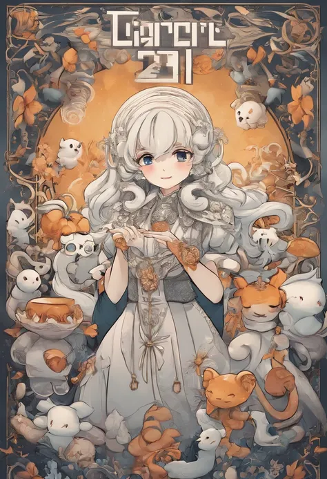 There is a cartoon character holding a group of ghosts, Detailed fanart, official fanart, [ Character design ], lovely art style, danbooru and artstation, Cute detailed digital art, 🍁 Cute, wisps, [ conceptual art ]!!, Great character design, cute characte...