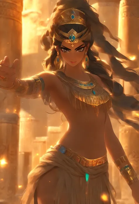 (((Mesopotamian Goddess))) best quality, ultra-high resolution, 4K detailed CG, master piece,ISHTAR,Brunette woman,adornments,asah, necklace, Arabic clothing, ((( standing))), Mesopotamian Mythology, Cadians, Babylonians, Assyrians, Painting style, aesthet...