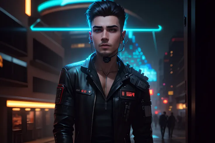 Change background cyberpunk handsome boy realistic face profile 4 k