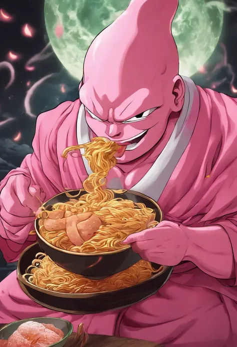 Majin Buu, original form, eating ramen, music vibes