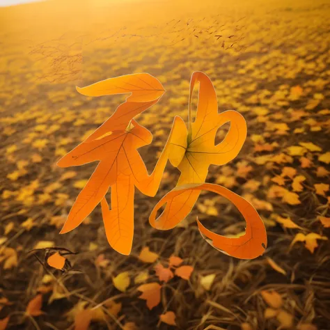 Autumn, fallen leaves, wheat, rice fields, details, abundant