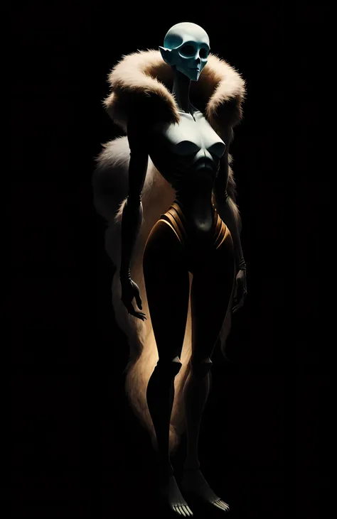 tall, thin humanoid figure with fur covering its body