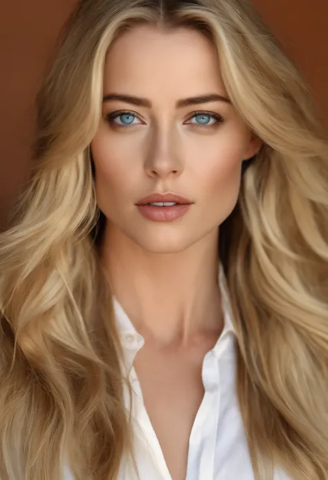 attractive American female blonde hair blue eyes athletic physique amber heard facial symmetry front view only face and hair close up