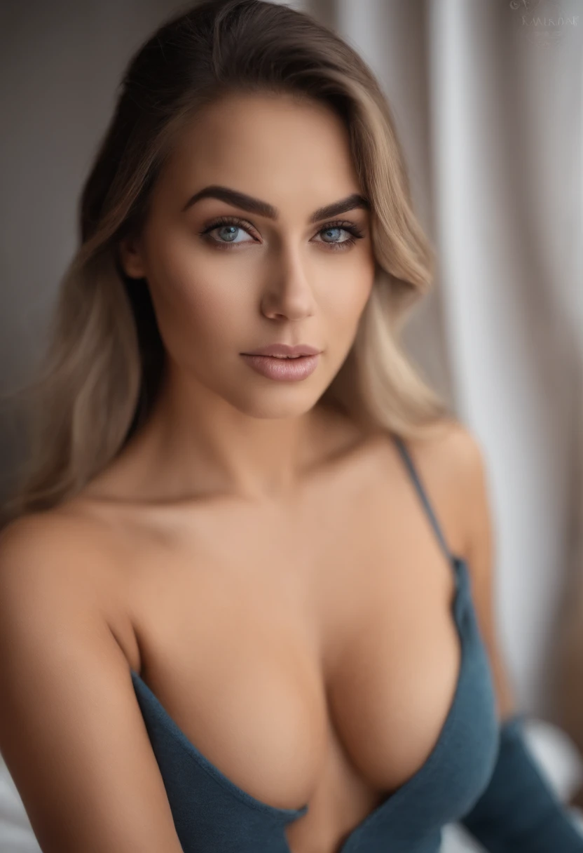 Arafed Mujer totalmente , Chica sexy con ojos azules, ultra realista, meticulosamente detallado, Retrato Sophie Mudd, cabello rubio y ojos grandes, selfie de una mujer joven, Ojos del dormitorio, Violeta Myers, sin maquillaje, Maquillaje natural, staring d...