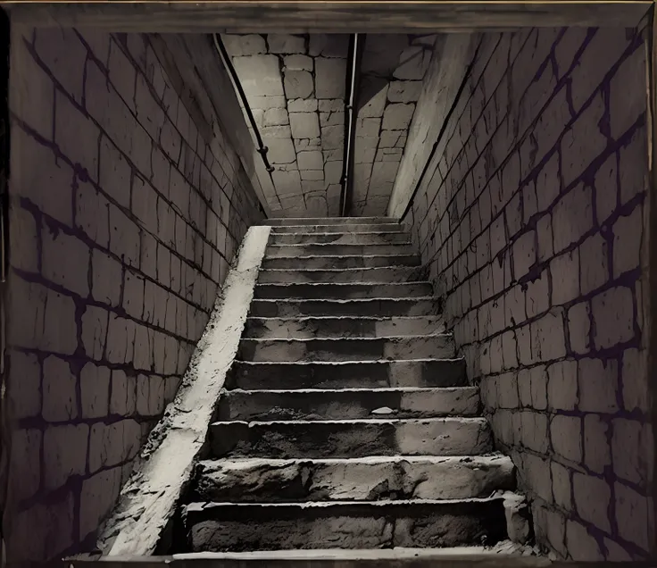 There is a picture of the stairs leading to the building, Look down from the cellar stairs, stairways, stairways, steps leading down, impossible stairs, Enter the dark tunnel, stairs from hell to heaven, old stone steps, unsettling creepy liminal space, un...