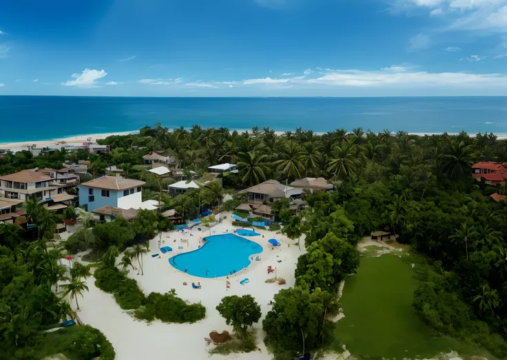 Looking down on the coconut palms, realistic and real