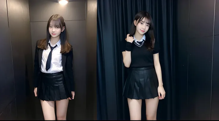 18-year-old high school girl in dark miniskirt