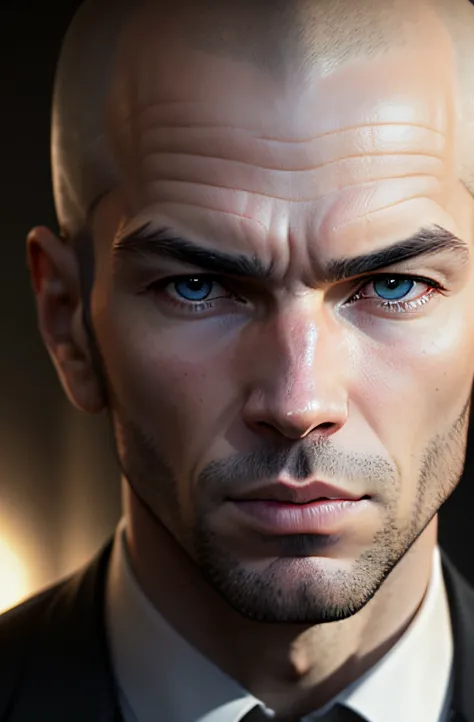 Zinedine Zidane, corps entier, Look into the camera, specular lighting, Volumetric light of the face