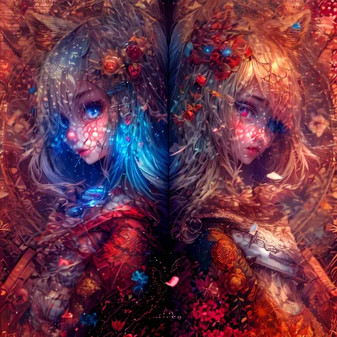 2 girls in、fractals、hight resolution、8k 、colourfull、Super delicate