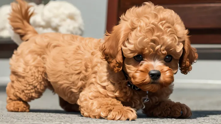 Toy poodle playing