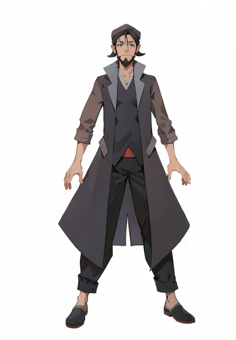 cartoon of a man in a long coat and a hat, single character full body, full body character, full length character, full body single character, character full body portrait, full body character concept, full body concept, full body character portrait, anime...