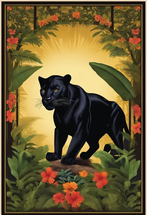 Vintage black panther, the animal, mascot