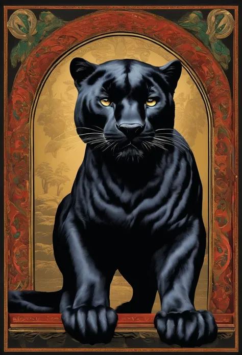 Vintage black panther, the animal, mascot