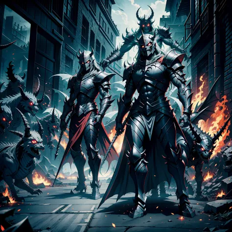 Legendary Horific Scary Demons & Armor Leading Troops Demon Army to Fight Sharp Details Movie Scenes Epic Movie Epic Lord Correct Anatomy Hands Correct Poses Legendary Demons