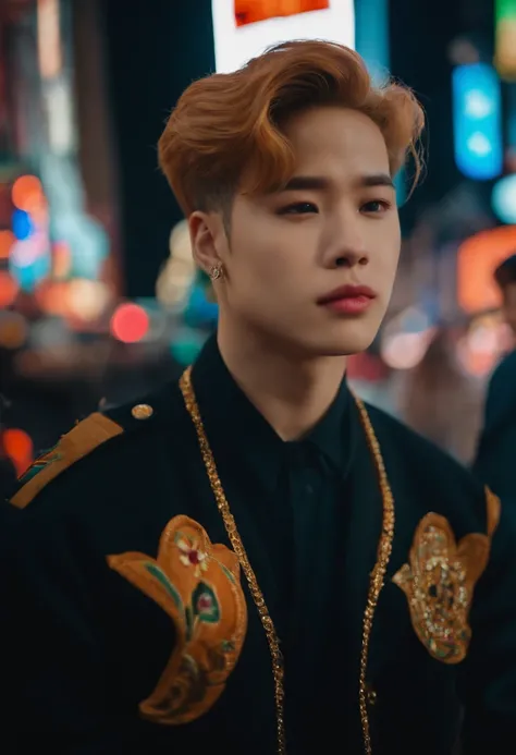 jimin loiro do bts em alta qualidade fumando cigarro na times square