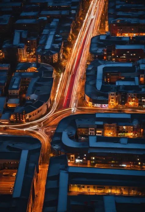 City Road，Many car parking taillights are either on or not，The shapes of "A" and "B" are formed