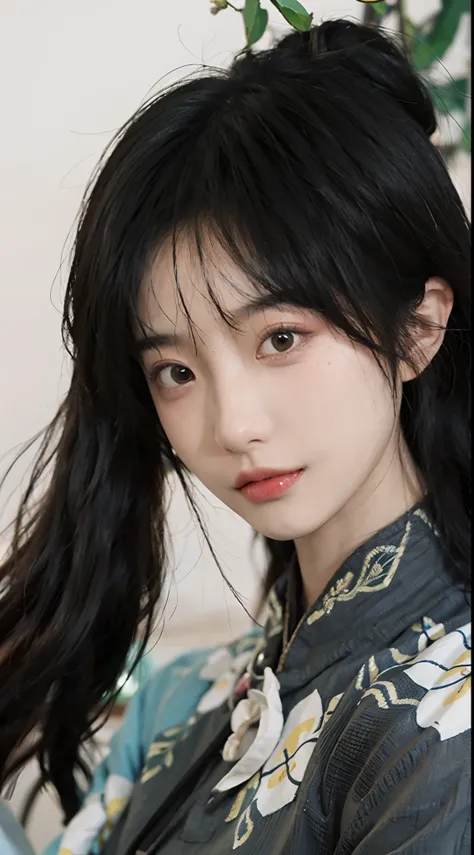 best qualtiy，tmasterpiece，超高分辨率，（realisticlying：1.4），a close up of a woman with long black hair wearing a black dress, Cai Xukun, gorgeous chinese models, Gorgeous young Korean woman, beautiful Korean women, yanjun cheng, Xianxia, full-body xianxia, xinton...