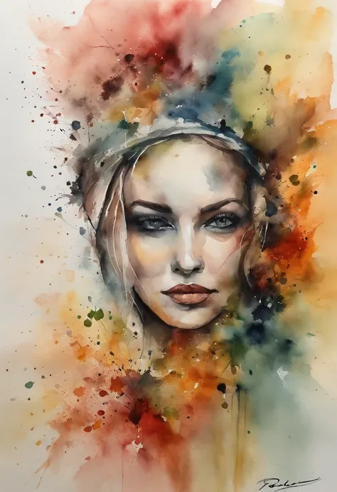 uma pintura dos amantes com um fundo splatter e efeito de tinta spray, Directed by: Eugeniusz Zak, arte em aquarela, Directed by: lotz karoly, pintura em aquarela, estilo de pintura em aquarela, arte detalhada em aquarela, Directed by: Reuben Tam, pintura ...