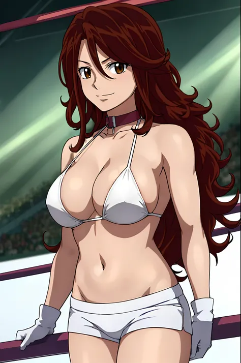 body view, anime style: 1.8, anime drawing, ultra detailed face, ultra detailed body, 4k, Sumergai Lee Noriega, (standing), best quality, anime style, hires, highest definition, digital blending, bold drawing lines, ((wwe diva), (location: wrestling arena,...