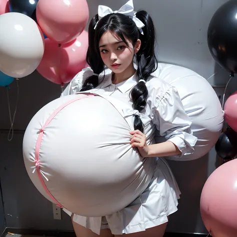 Twintails Hair Bow, black hair,Big Baby Bump pregnant, white school uniform, Big boobs, nipple, cum, Big Black Balloons,16 years girl, Big pregnant Belly, Big Pregnant girl, Largest Belly of Pregnant, Huge Pregnancy, background bar ,Huge 9 months Pregnancy...