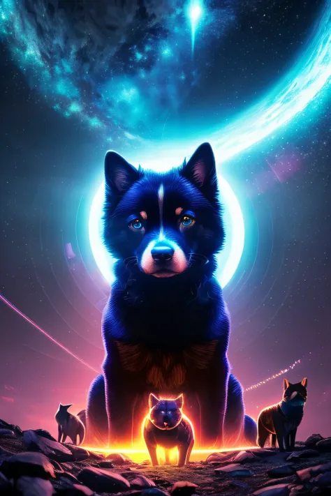 {{an incredible representation of a real electronic dog in 4k resolution with a background of worlds,elementos fuego}}, merging ...