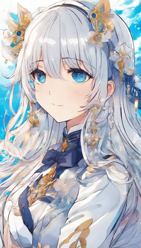 (((巨作))),(((best qualtiy))),((Ultra-detailed)),(illustration),((anextremelydelicateandbeautiful)),(beatiful detailed eyes),(detailedlight) (1girll), 独奏 , Floating_Hair,glowing light eyes,lightblue hair,eBlue eyes, double tails, Light blue sky background,Li...