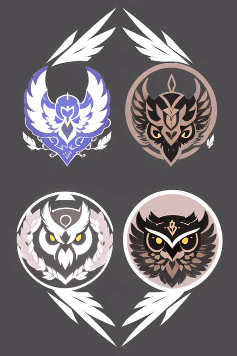 minimalistic png logo that represents owl, symmetrical, shape