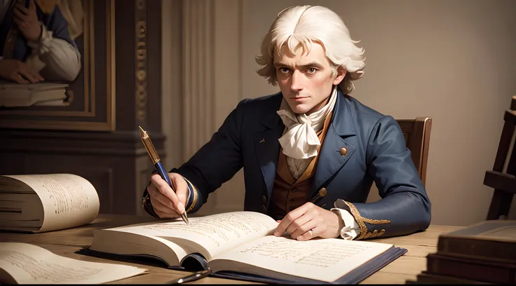 Thomas Jefferson signing the independence of the United States in the eighteenth century