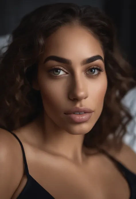 Femme aux traits de jorja smith, fille sexy aux yeux bruns, ultra realist, Meticulously detailed, Portrait , cheveux bruns et grands yeux, selfie of a young woman, on the sofa, Violet Myers, sans maquillage, maquillage naturel, looking straight at camera, ...